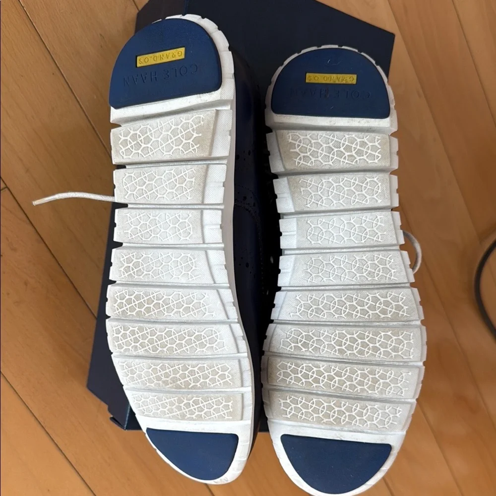 ZeroGrand Blue Leather Oxford Shoes - Picture 2 of 4